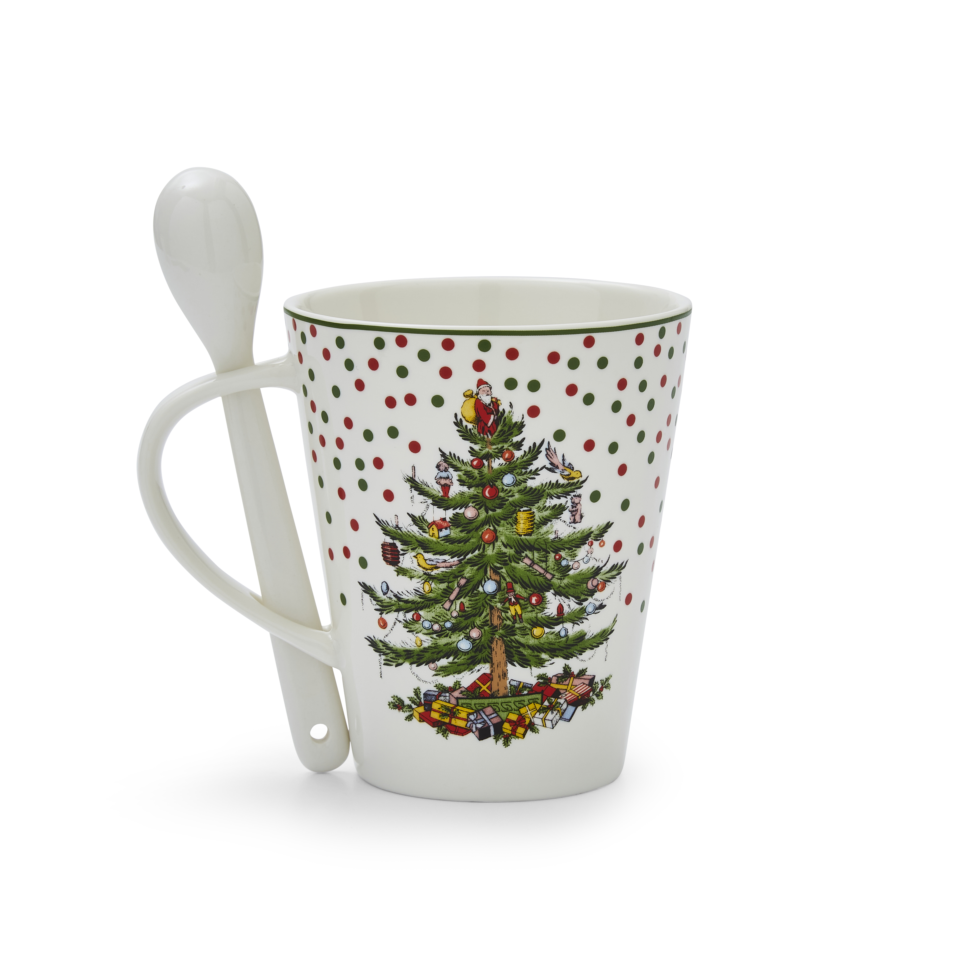 Christmas Tree Polka Dot Mug & Spoon Set image number null